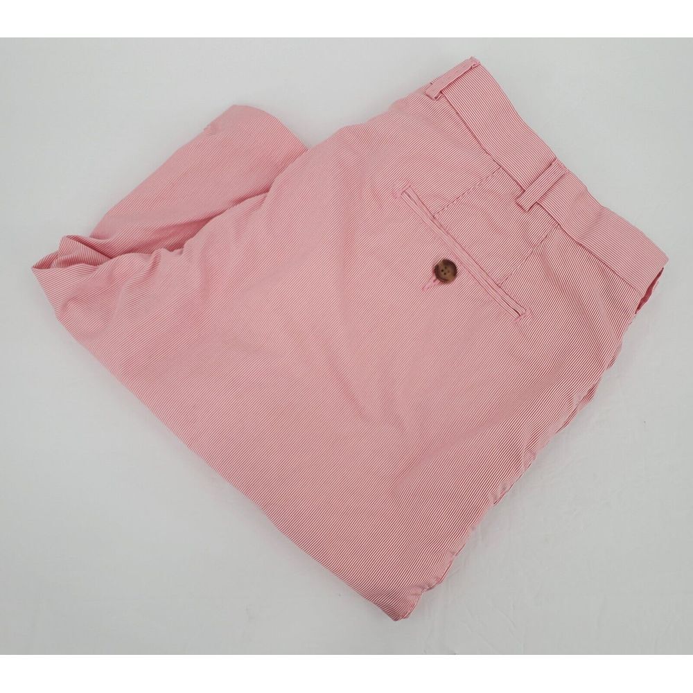 Peter Millar Golf Chino Redish Pink Striped Shorts 9 Inch Inseam Men's Size 38